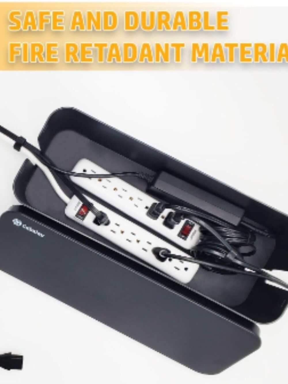 NEW Cable Management Box Organizer Hide & Protects Surge Protector 12.5” Length